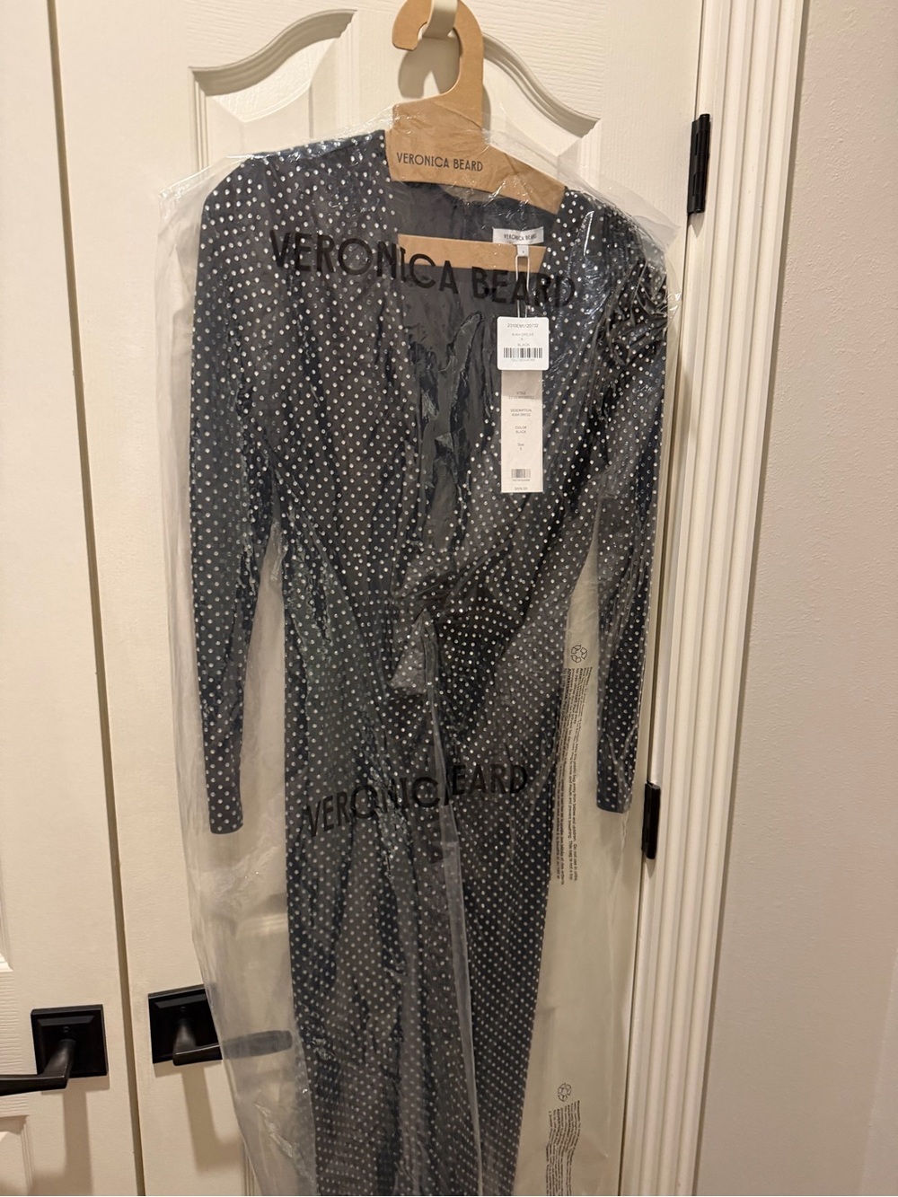 Veronica Beard Black with embellishment, and Long Sleeve Wrap-Style Dress